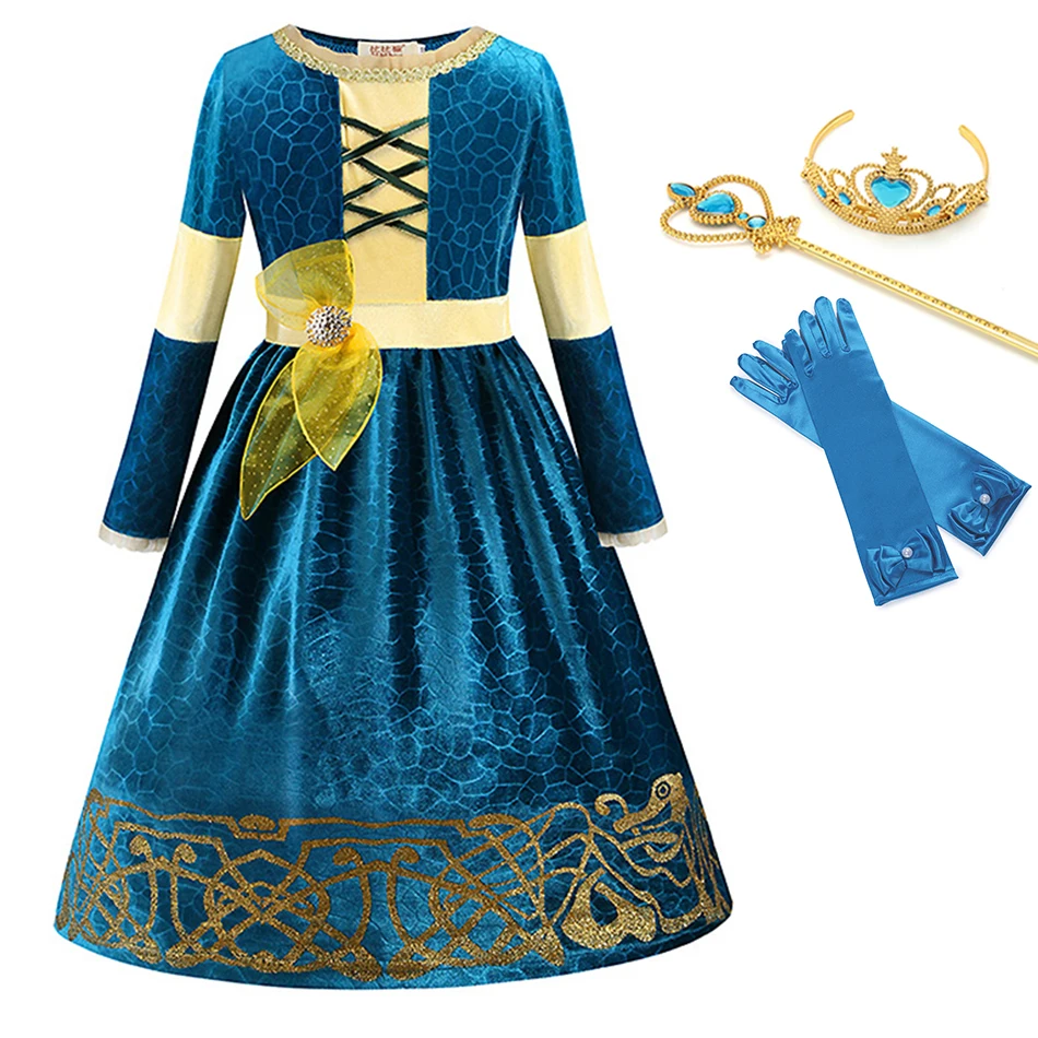 Детское платье с длинным рукавом и париком для девочек | Детская одежда обувь