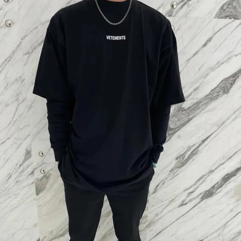 

Trendy Letter Print Women T-shirt Men VTM Loose Short Sleeve Casual Top Tees Oversize Summer Streetwear Tshirts For Men Women