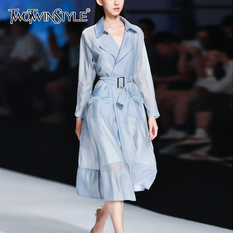 Женское Повседневное платье TWOTWINSTYLE вечернее с отложным воротником длинным