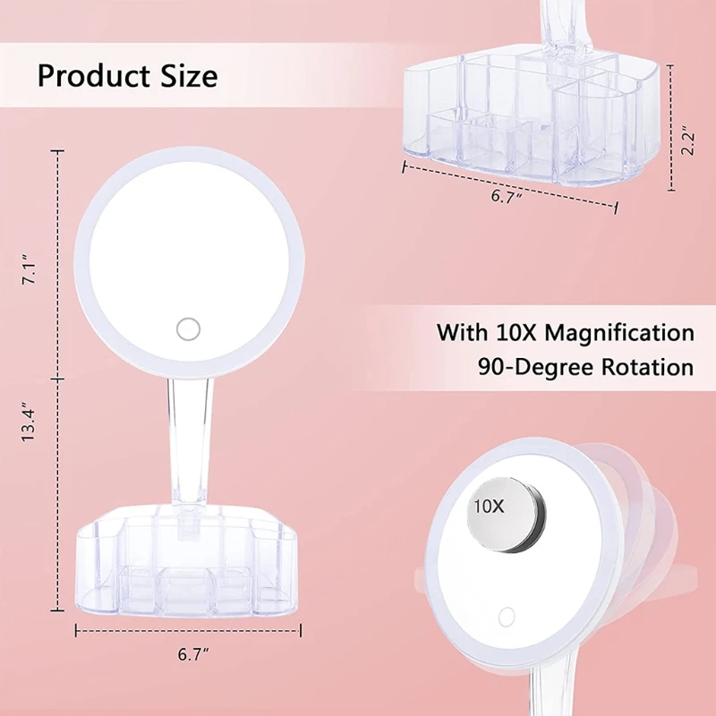 Зеркало для макияжа с светильник кой зеркало туалетного столика 10-кратным