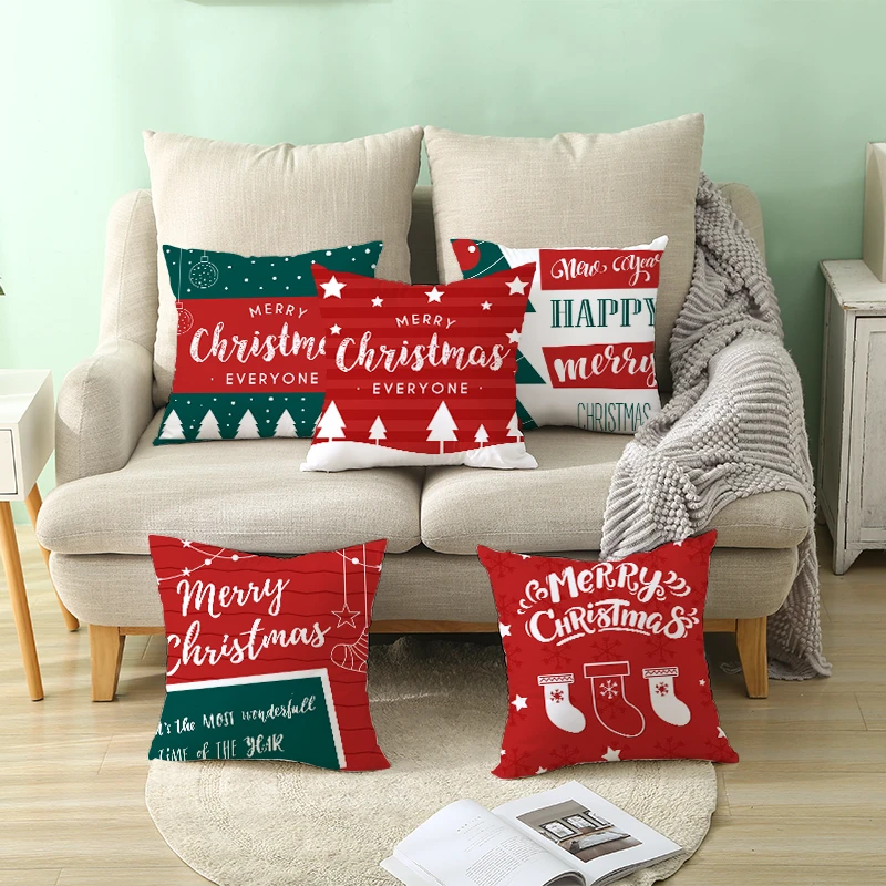 

Puremind Marry Christmas Cushion Catoon Style Snowman Christmas Elk Decoration Home Decor Sofa Pillow Case Happy New Year TPR310