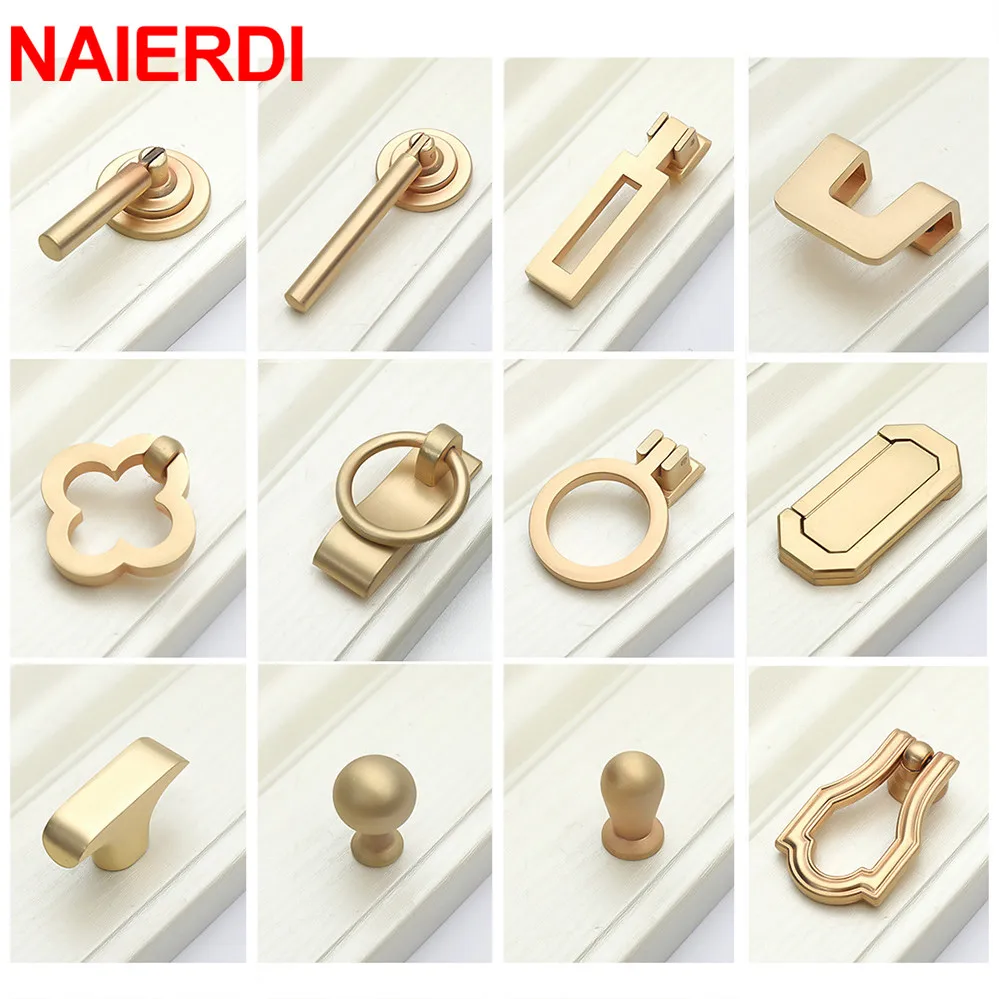 NAIERDI Solid Zinc Alloy European Furniture Handle Vintage Gold Cabinet Pulls Kitchen Cupboard Drawer Knobs Hardware | Обустройство