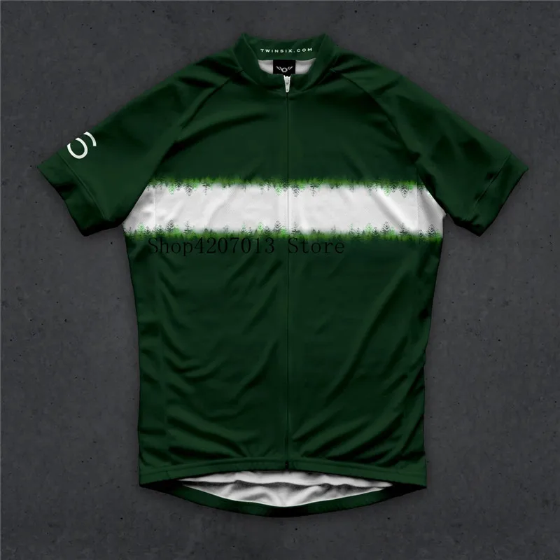 2019 Мужская футболка с коротким рукавом для велоспорта двойная шесть зеленых