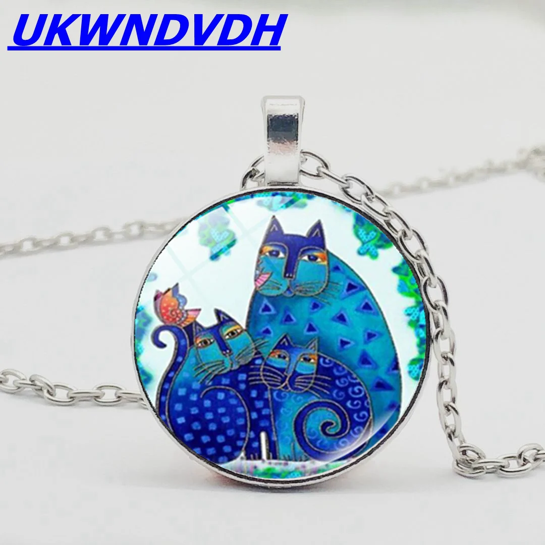 Три синих кота кристалл моды Поп кулон цепь ретро классический для мужчин и