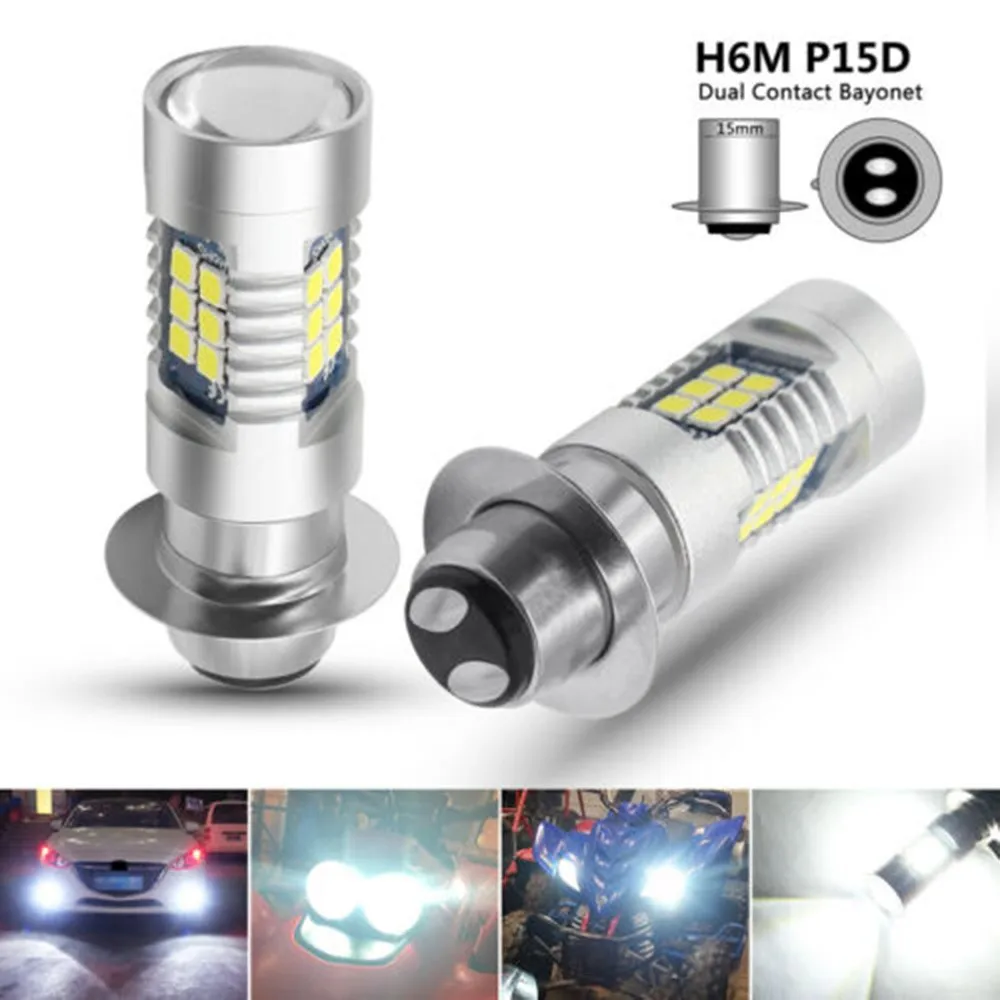 

2X H6M LED Headlight 21SMD White Hi-Lo Beam P15D Motorcycle DRL Fog Light Bulb High Quality