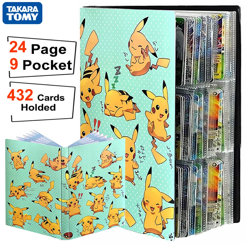 9 Pocket Album Pokemon 432 Card Book Anime Pokémon List Pikachu Playing Game Collection Map Holder Folder Binder Kids Toys Gift