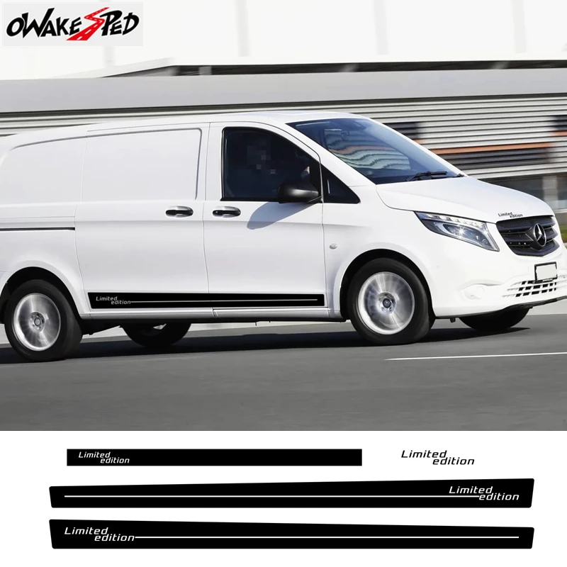 

Наклейка на боковую юбку кузова автомобиля Mercedes-Benz Vito, спортивные полосы, аксессуары «сделай сам», виниловые наклейки, наклейки для декора д...