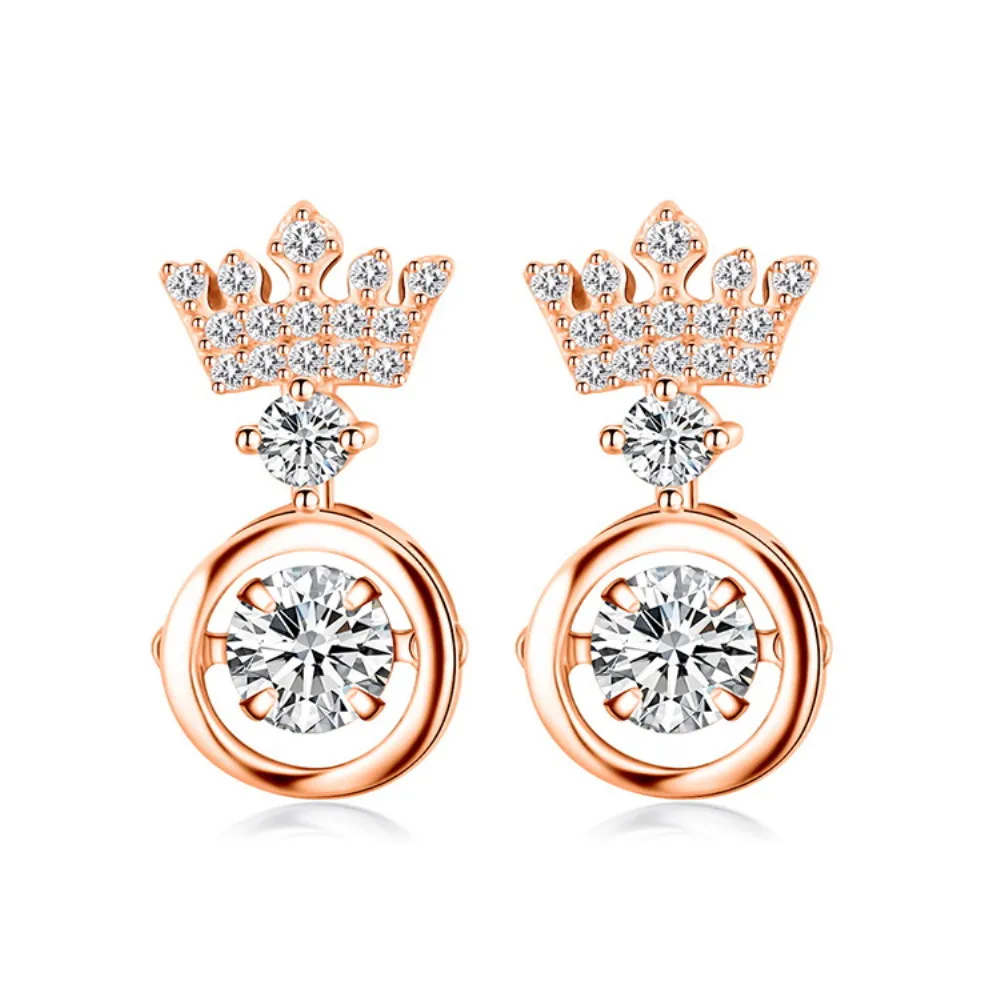 Женские серьги гвоздики с фианитами в форме короны|Серьги-гвоздики| |