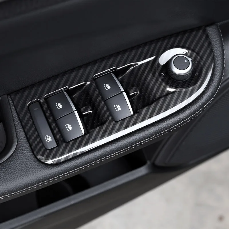 LHD Carbon fiber For Alfa Romeo Giulia 2017-2020 ABS Chrome Window Lift Switch Button Frame Cover Trim Stickers Car Accessories |