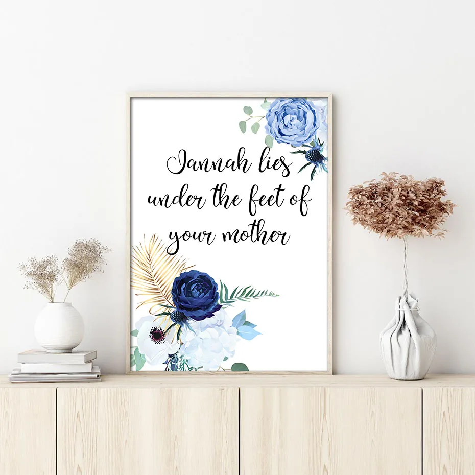 

Синий Цветок исламский Холст Живопись стены художественные принты и плакаты картины гостиная украшение день матери рождественские подарк...