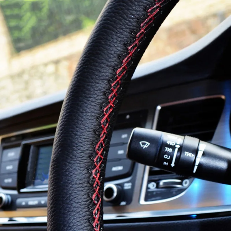 2021 Новый чехол рулевого колеса автомобиля DIY из натуральной воловьей кожи Тесьма