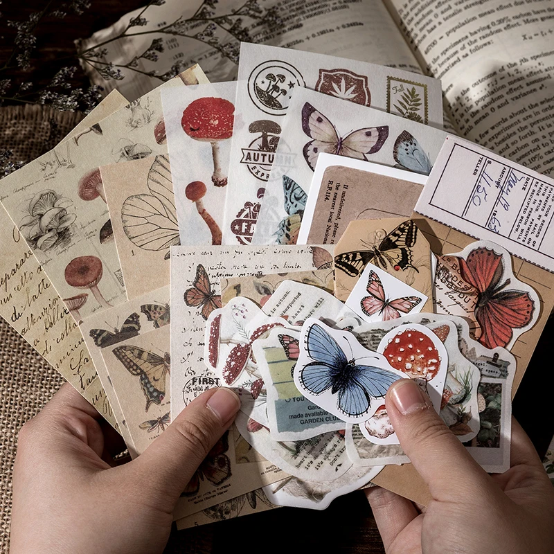 

30PCS/ Vintage Scrapbooking Diy Stickers Pack Kawaii diary Stationery Aesthetic Cute Bullet Journal Mushroom School Art Supplies