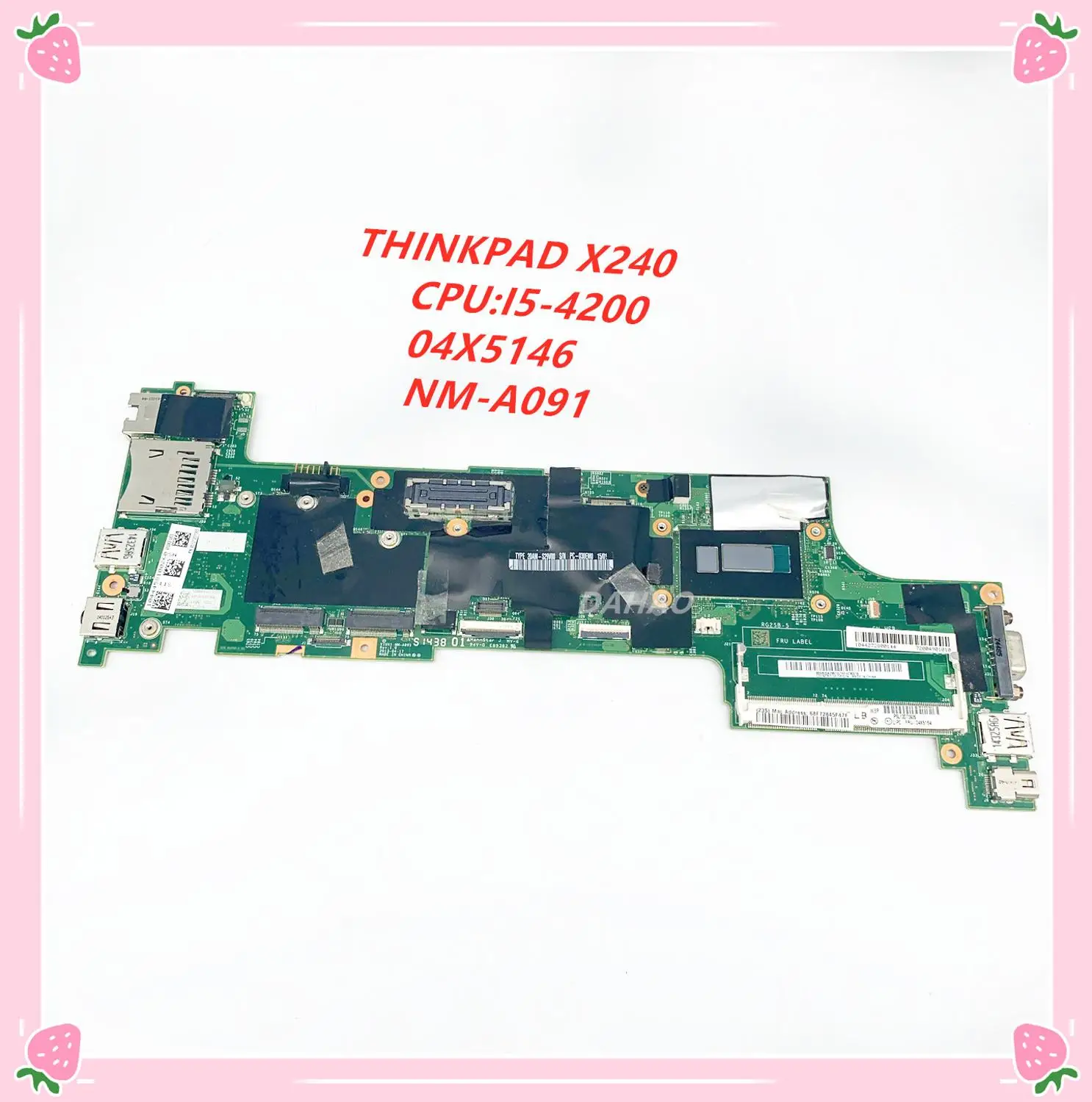 

Lenovo Thinkpad X240 notebook motherboard CPU i5 4200U 100% test work FRU 04X5170 04X5146 04X5147 04X5158 5159