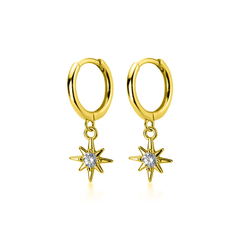 Trusta 925 Solid Sterling Silver Earrings Women Fashion Heart/Star Small Love Stud Ear Clip Jewelry Gift for Teen Girls DS904 - Окраска металла: DS1774 Gold