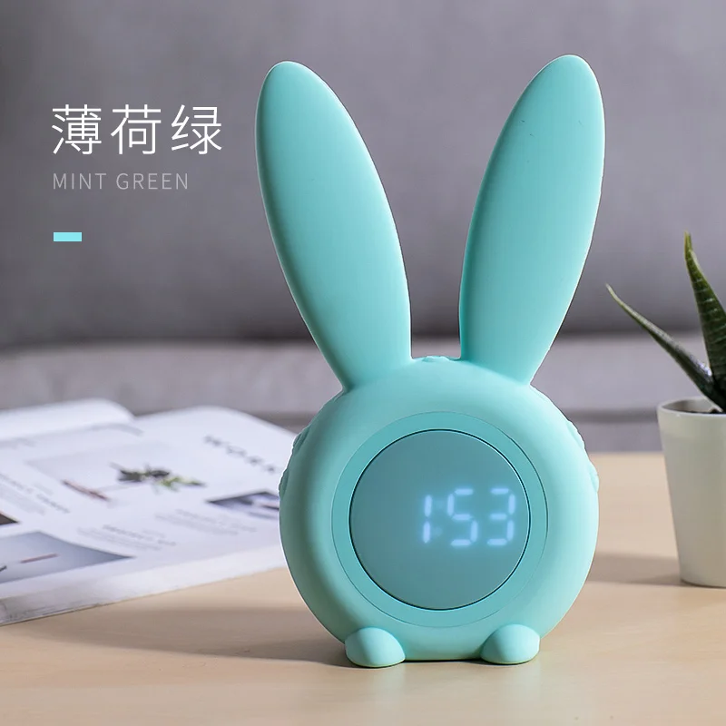 Мультяшный кролик будильник для девочек милый цифровой Смарт-голосовой