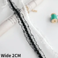 2cm wide white black mesh elastic ruffle lace collar neckline trim embroidery fabric fringe ribbon diy headwear sewing decor