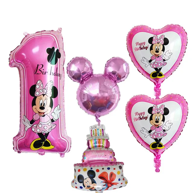 5pcs pink balloon 112 см Микки Минни Маус мультяшный воздушный шар из фольги на день рождения шар на день рождения украшения для вечеринки Подарки для детей - Цвет: 5pcs pink balloon