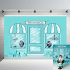 Акварель ювелирный магазин счетчик подарок фон дети портрет новорожденный день рождения синий фото фон декорация винил