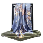 2021 весенний цветочный шарф, новый шарф из цветного шелка, платок хиджаб, шейный платок с принтом, квадратный платок, женский платок 90*90 см, женские шарфы, пляжное полотенце