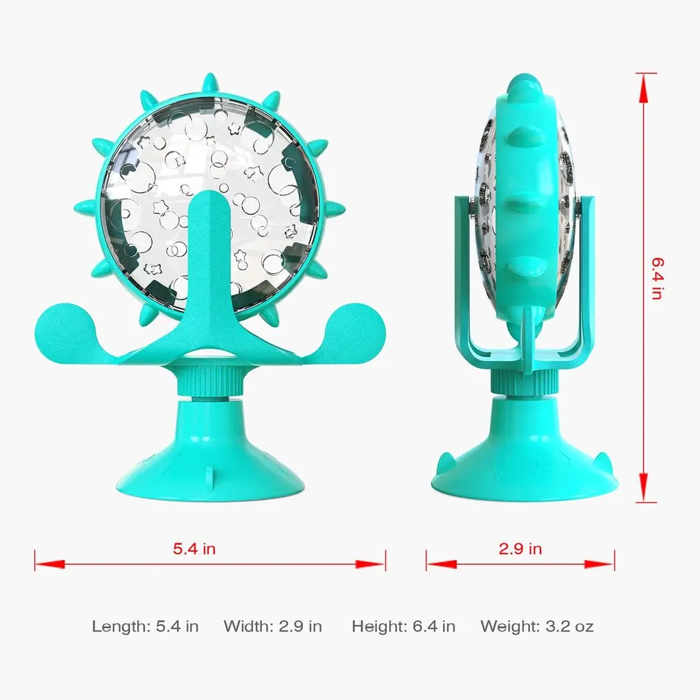 

Rotating Windmill Toy Food Dispensing Cat Toy With Suction Cup Automatic Windmill Cat Toys Safe Food Spiller