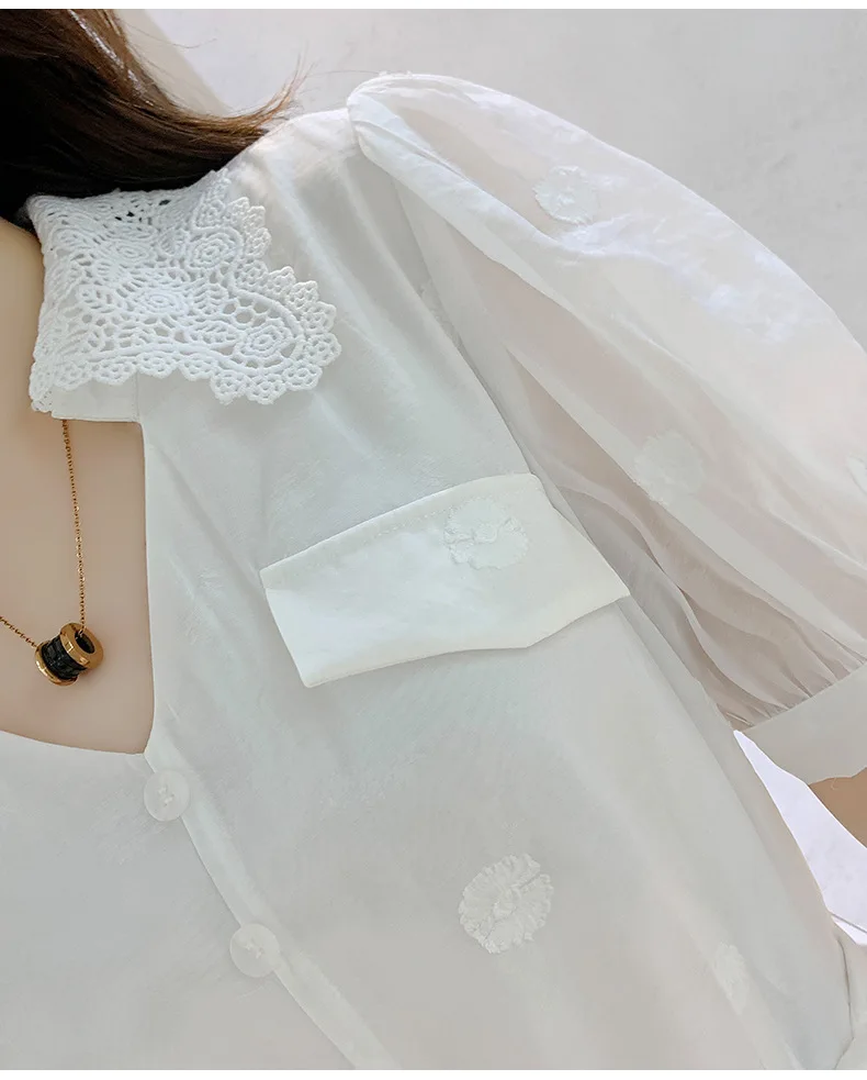 

Tencel Jumpsuit Summer 2021 New Hollow Out Jumpsuit Casual Shorts Women White Short Sleeve Loose Fashion Clothes Romper