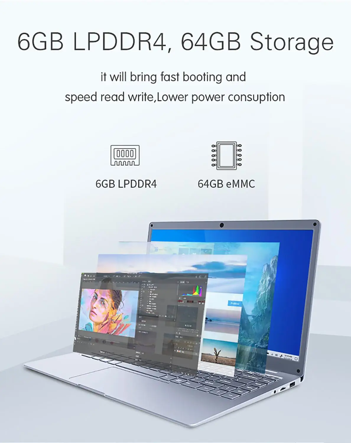 Jumper EZbook S5 14 0 дюймовый ноутбук Apollo N3350 6 ГБ DDR4L + 64 Гб eMMC Windows 10 1920*1080 FHD ультратонкий