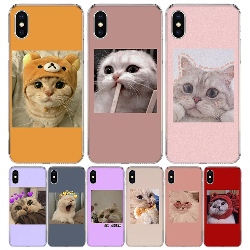 

Super Lovely Cat Kitten Cute Funny Silicon Call Phone Case For Apple iPhone 11 13 Pro Max 12 Mini 7 Plus 6 X XR XS 8 6S SE 5S +