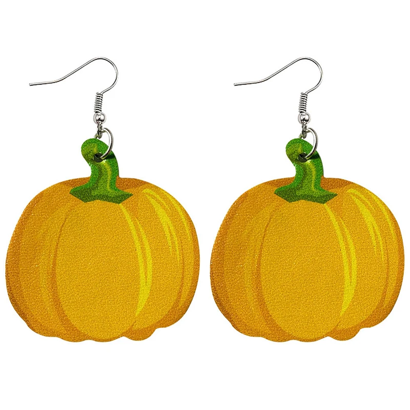 

PU Leather Halloween Earrings Double-Sided Printing Pumpkin Lamp Drop-Shaped Earrings Skull Ghost Jewelry for Women Accessories