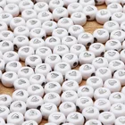 Белый посеребренный антенный Смешанные Сердце круглые акриловые бусины с плоским Свободные Spacer Бусины для изготовления ювелирных изделий Diy браслет ручной работы ожерелье 4*7 мм