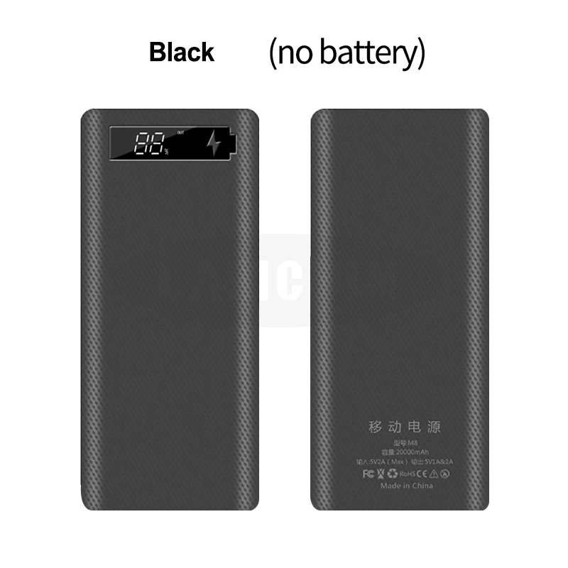 Black digital 5 в двойной USB 8*18650 Внешний аккумулятор с дисплеем высокой емкости 18650 USB зарядное устройство DIY чехол для IPhone samsung huawei - Цвет: Black digital