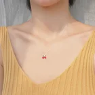 Ожерелье женское из серебра 925 пробы с красной вишней