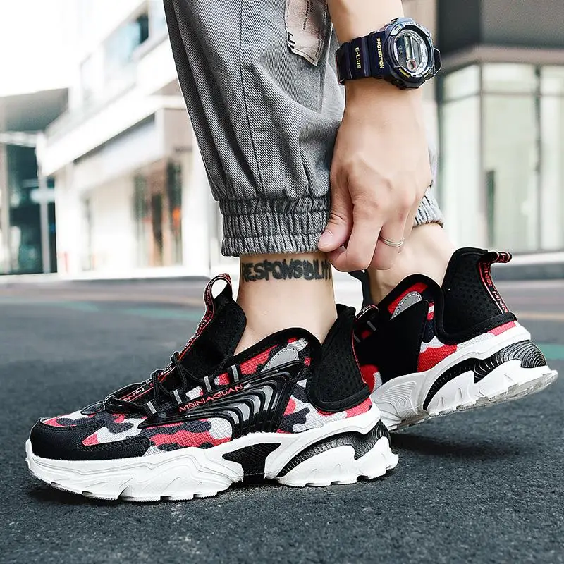 

2021Korean Version New Men Casual Running Sneakers Old Dad Shoe Comfortable Soft High Quality Height Increasing Cushioning Shoes