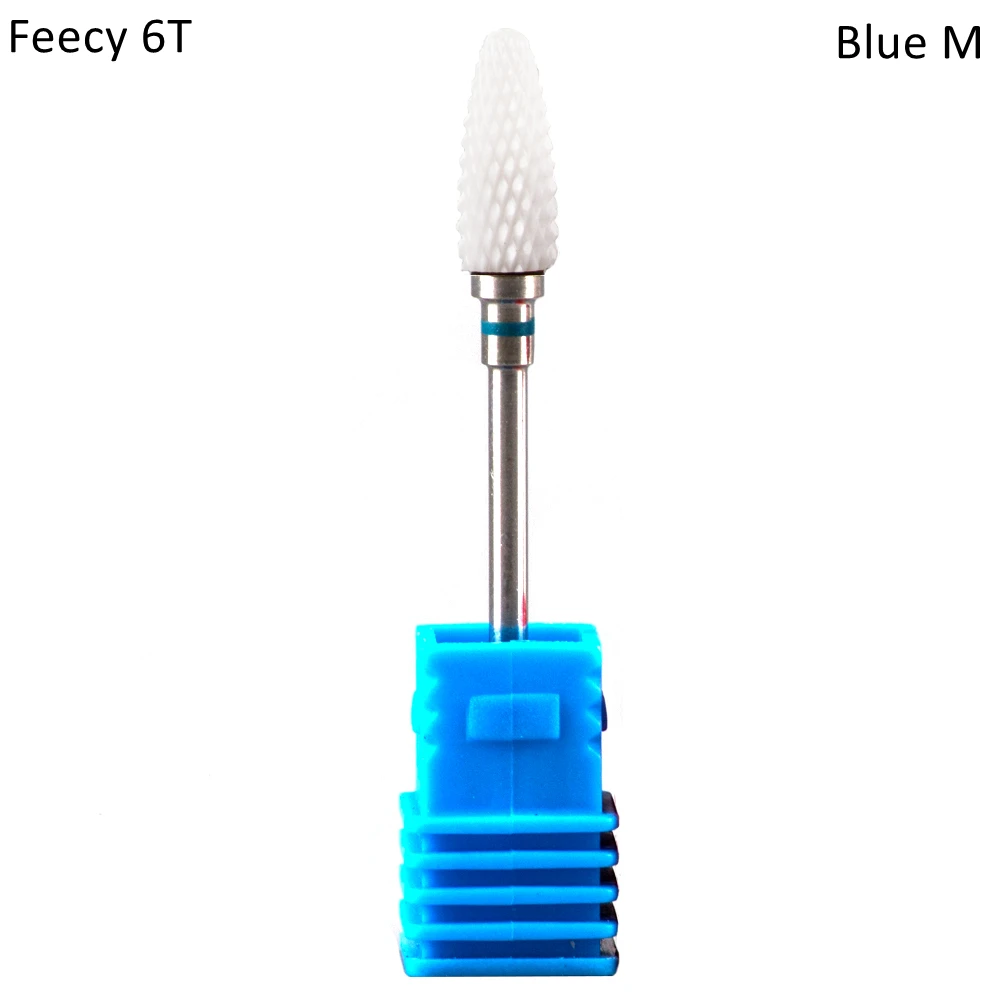 Feecy 6T Blue M Керамика фрезы для маникюра ногтей сверла мельница для маникюра, фрезер для ногтей, сверлильный для электрический шлифовальный станок Фрезер для педикюра, Feecy до 6 ти лет - Цвет: Feecy 6T Blue M