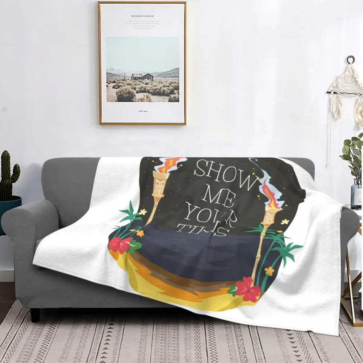 

Show Me Your Tikis Cool Hawaiian Beach Blankets Flannel Lightweight Throw Blanket Sofa Throw Blanket Couch Bedding Outdoor Quilt