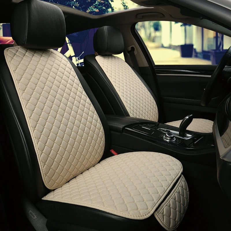 

Flax Car Seat Cover Four Seasons Front or Back Backrest Linen Fabric Cushion Breathable Protector Mat Pad Auto accessories