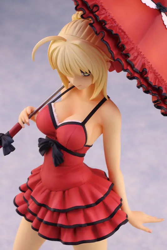 

Sexy Girl PVC Japanese Anime Figure Ate/Extra CCC Red Saber Nero Red Dress with Umbrella Ver. Painted Toy Collectible Model Toys