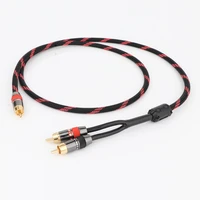 preffair hifi single rca to dual rca subwoofer audio cable pure copper one sub 2 splitter y rca cable