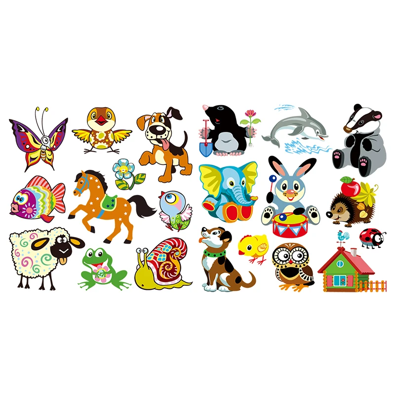 

Cartoon Animals Patches Heat Transfer Stickers A-Level Parches Washable Diy Appliqued For Kids Clothing Set Iron On Parches