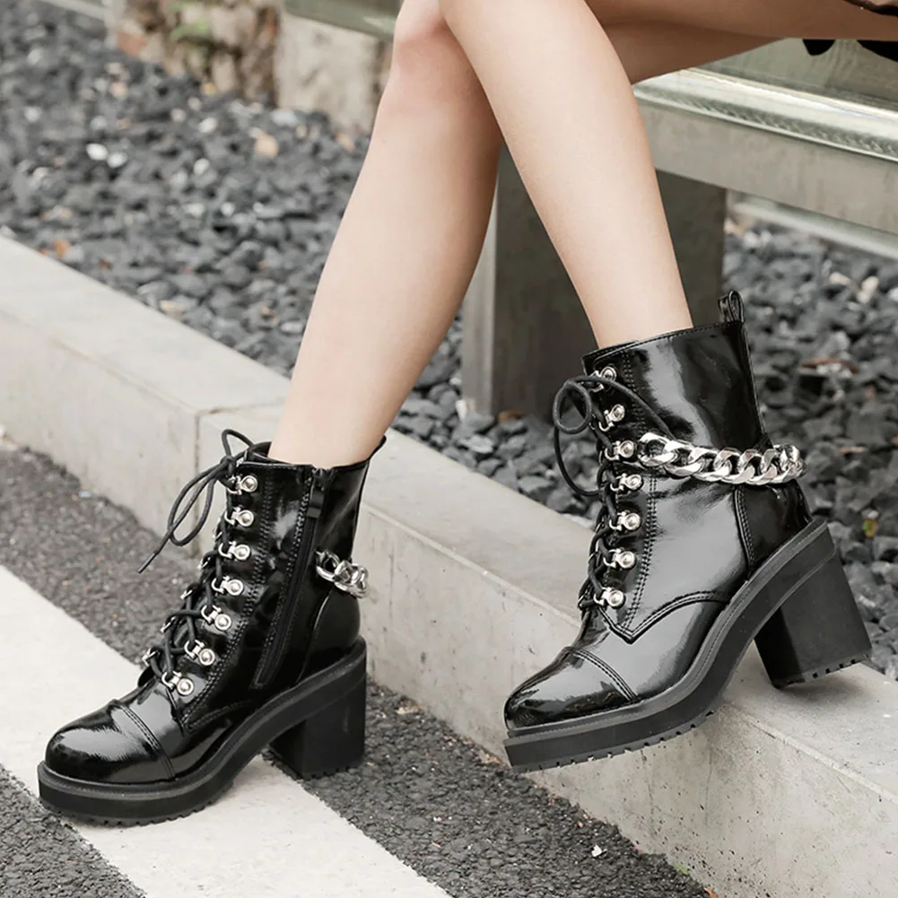 

KarinLuna 2021 Brand New Comfy Warm Plush Platform Square Heel Zip Ankle Boots Winter Cool Fashion Elegant Woman Shoes Boots