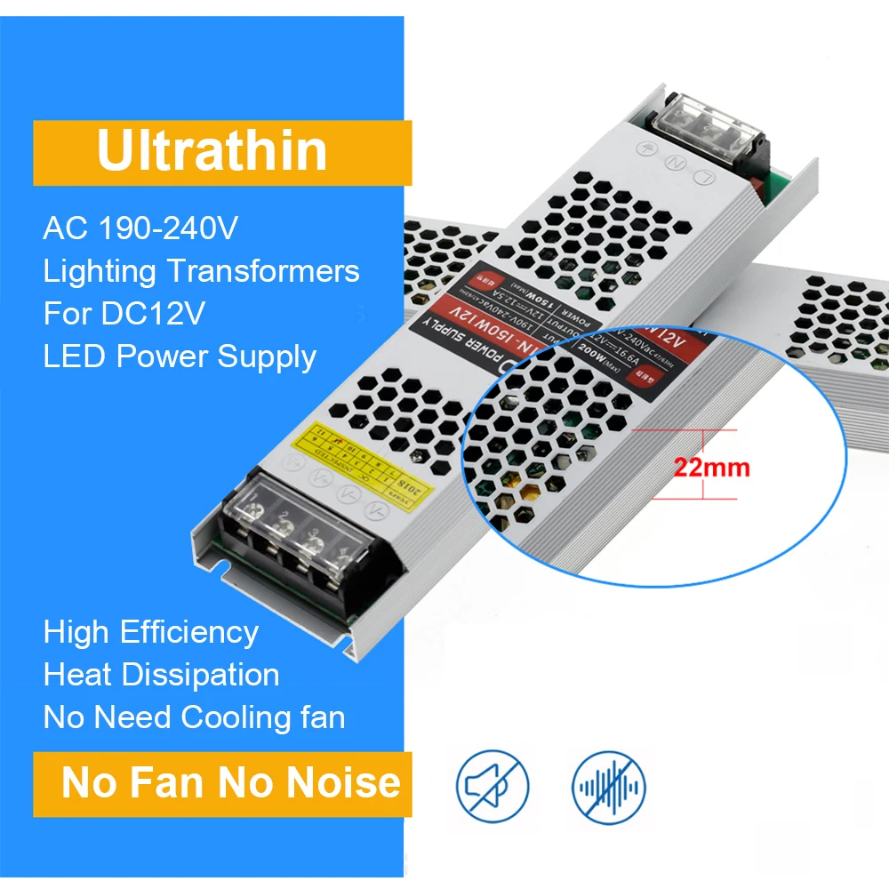 Ультра тонкий светодиодный источник питания DC 12V 24V Трансформаторы освещения 60W
