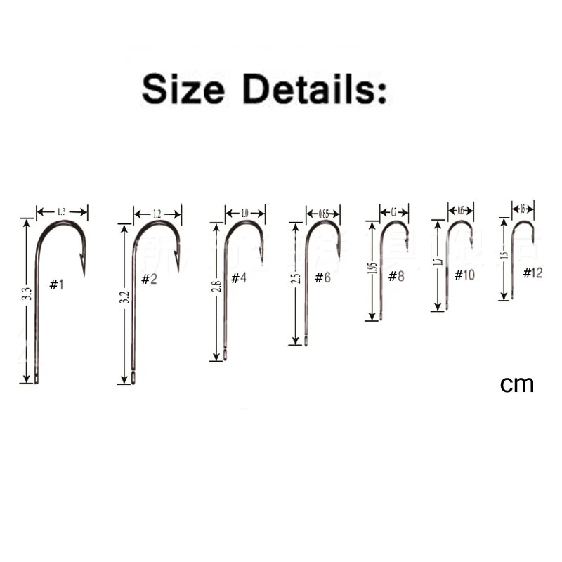 [500 шт./лот] рыболовный крючок с длинным хвостовиком оптовая продажа 12 10 8 6 4 2 1