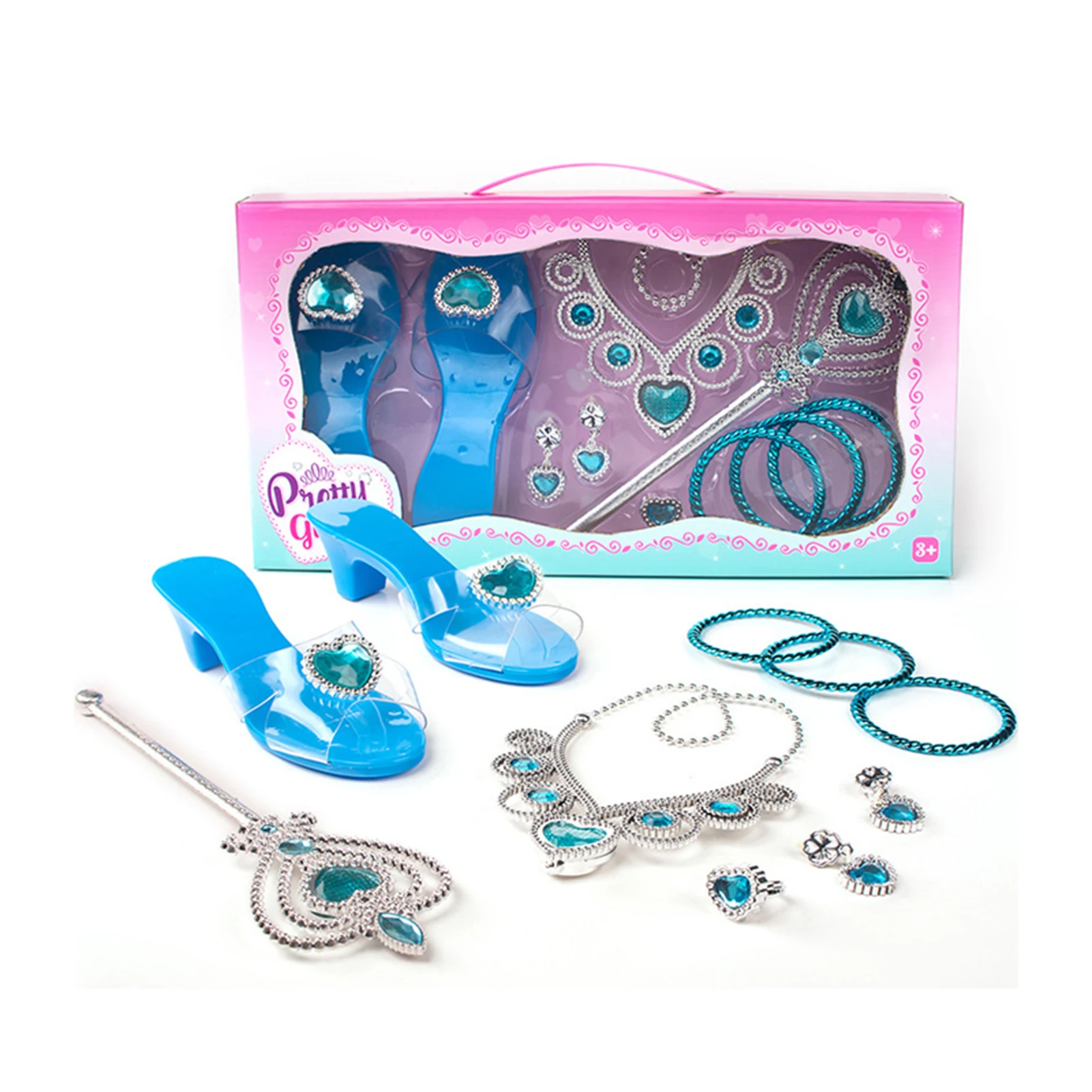 

Princess Dress Up Make Up Toy Kit Children Crystal Shoes And Jewelry For Girls Pretend Play House Makeup Princess Game Toys