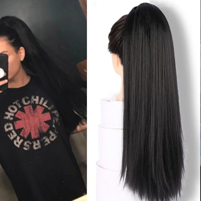 

AOSI накладные волосы на шнурке для конского хвоста, Синтетические афро кудрявые прямые волосы для хвоста, эластичная лента, расческа, термос...