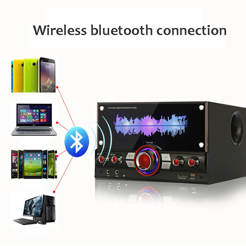 2 1 Г. Настольная аудиосистема для ноутбука Bluetooth стерео цветной Hi Fi сабвуфер