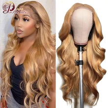 #27 Honey Blonde Color Lace Front Human Hair Wigs for Women Body Wave Straight Curly Peruvian Remy Transparent Lace Wig PrePluck
