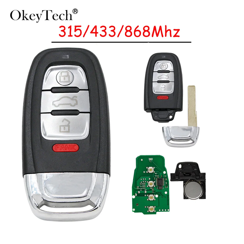 OkeyTech 4 кнопки 315 МГц/433 МГц/868 МГц дистанционный умный Автомобильный ключ для Audi Q5 A4L