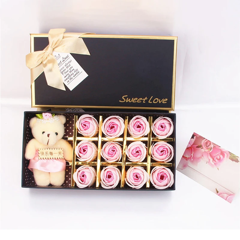 Мыло с ароматизированными цветами розы в подарочной коробке 18 шт. | Дом и сад