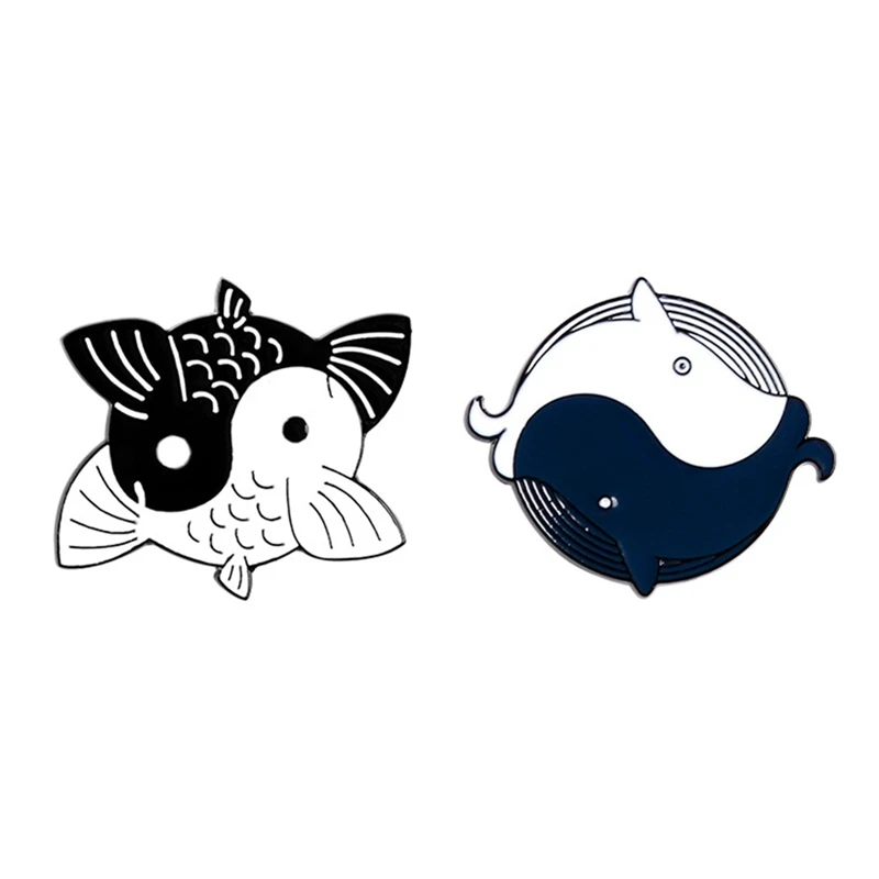 Эмалированная булавка на заказ броши в виде китов кои лацкан для одежды и рубашки