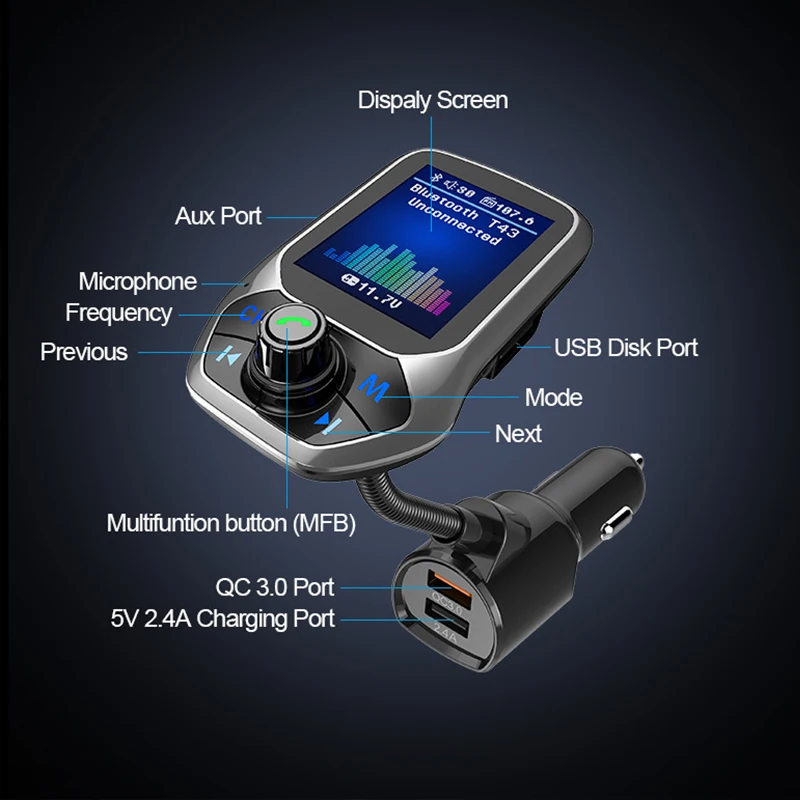 Автомобильное зарядное устройство CABLETIME 2020 USB 3 0 светодиодный дисплей 2 4 А