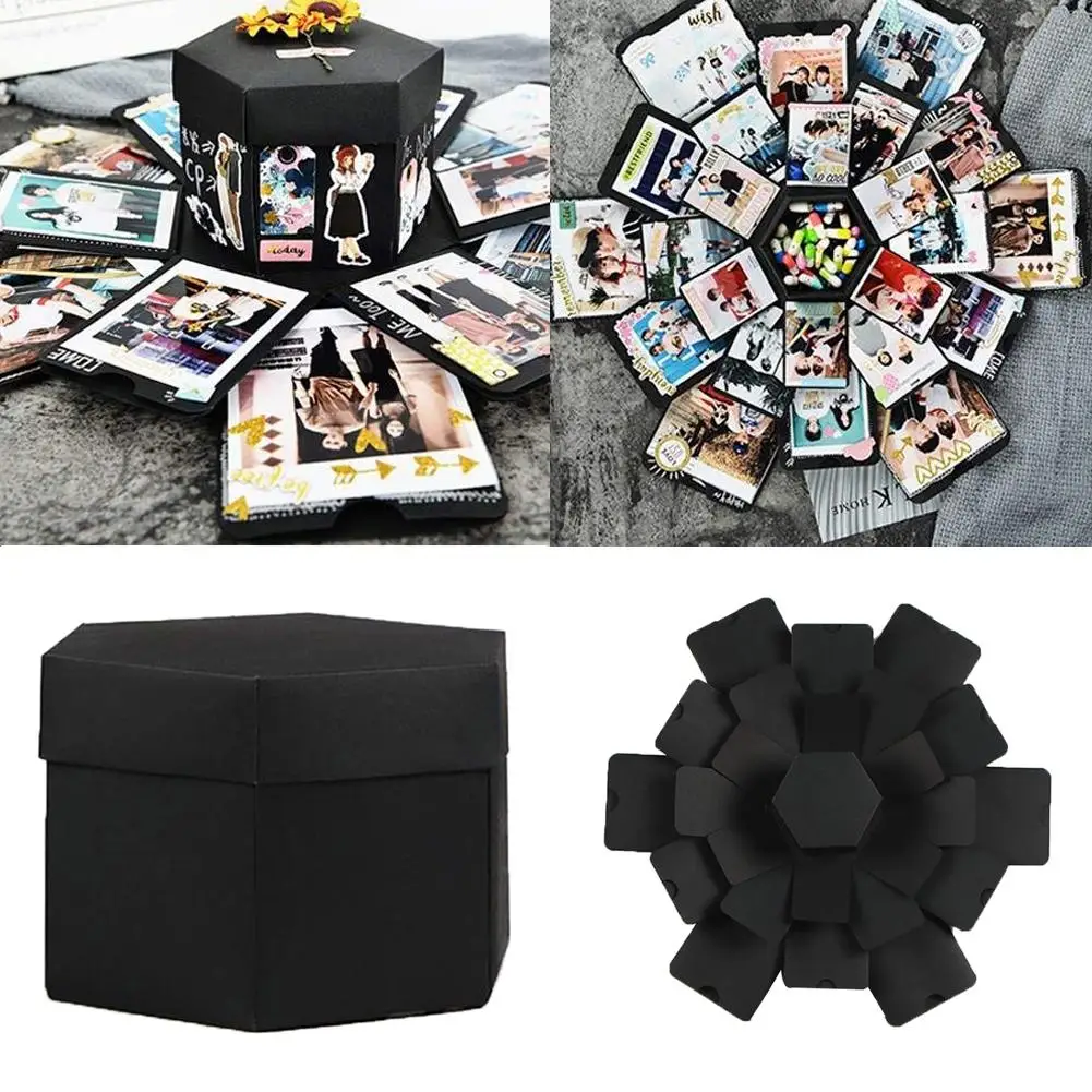Шестигранник 5 слоев 6 сторон сюрприз открыть-вверх DIY Фотоальбом день рождения любовник Романтическая Подарочная коробка Рождественские украшения для дома
